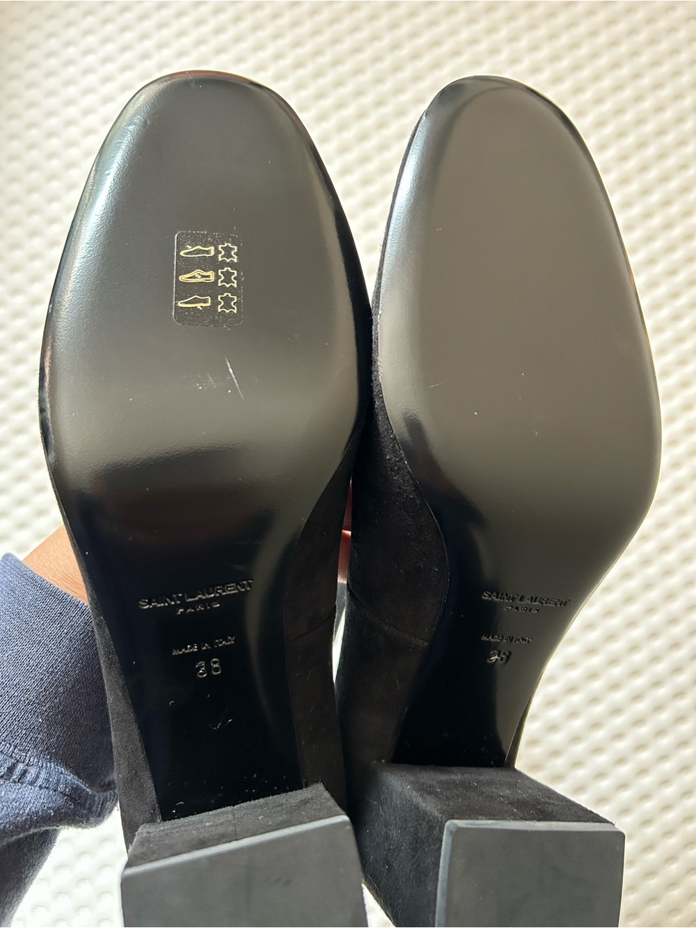 Saint Laurent Babies 70 Black Suede Double Strap Pumps EU 38 - Picture 6 of 10